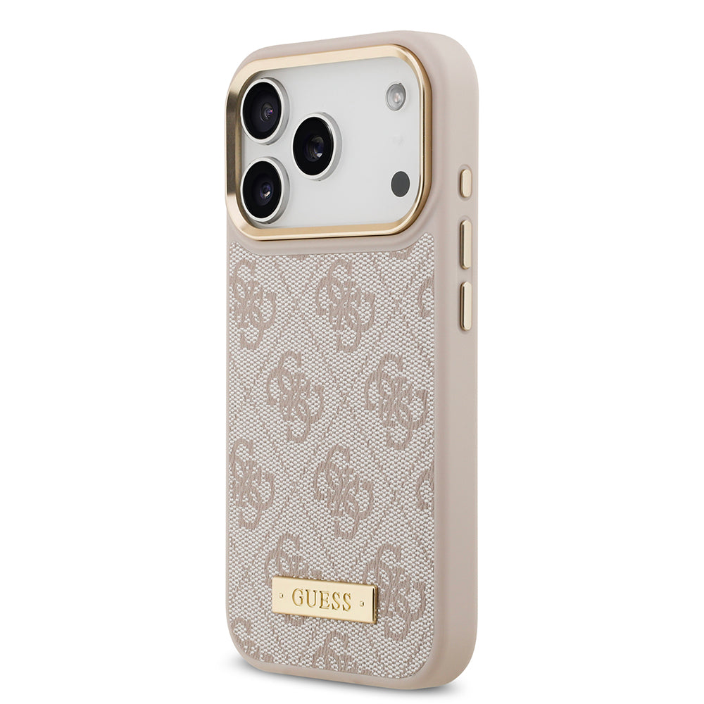 Guess iPhone 17 Pro Orjinal Lisanslı M-safe Şarj Özellikli 4G Desenli PU Metal Plaka Klasik Logolu Kılıf Guess iPhone 17 Pro Orjinal Lisanslı M-safe Şarj Özellikli 4G Desenli PU Metal Plaka Klasik Logolu Kılıf